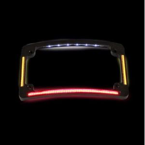 Custom Dynamics® Radius Quad Horizontal BLACK FINISH Plate Frame w Flushmount Led Plate Illumination TF05-B