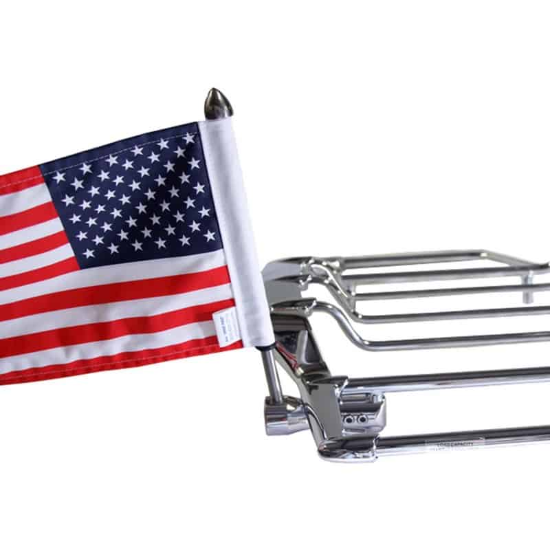 Motorcycle Custom Rear Luggage Rack Mount Pole with American USA Flag For Harley