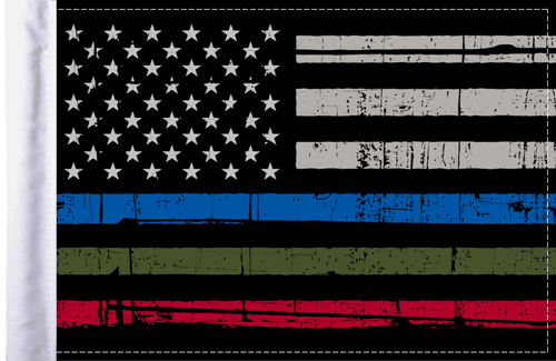 Grunge USA Blue, Green & Red Line
