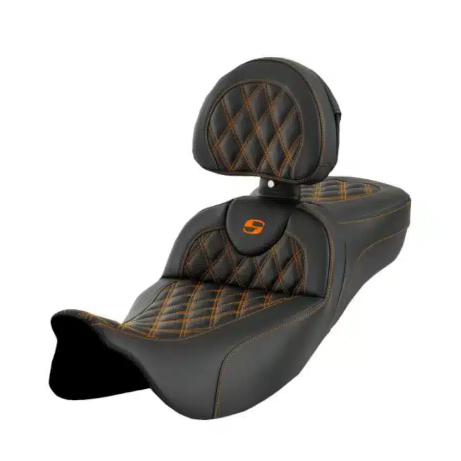 Saddlemen® Roadsofa™ Extended Reach Seat - Lattice Stitch - Orange