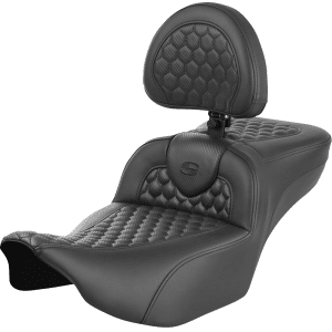 Saddlemen® Roadsofa Extended Reach BLACK - w Backrest - Honeycomb - FLTR/FLHX '23-'24+ / 823-07-190B0