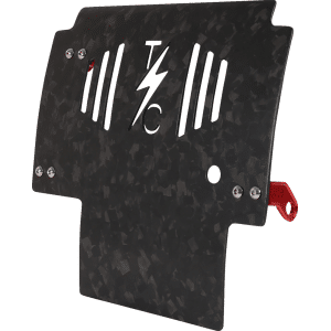 Thrashin® Skid Plate - Carbon Fiber/Forged - With Red Brackets - FLHX/FLTRX TSC-3035-2