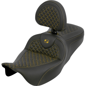 Saddlemen® Roadsofa™ Seat - Dragon Scale - Gold Stitch - with Backrest - Touring '08-'25