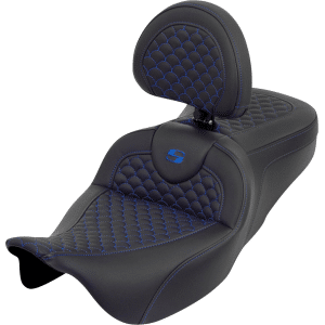 Saddlemen® Roadsofa™ Seat - Dragon Scale - Blue Stitch - with Backrest - Touring '08-'25