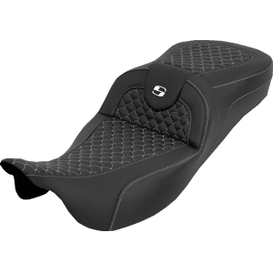 Saddlemen® Extended Reach RoadSofa™ Seat - Dragon Scale - w/o Backrest - White Stitch - FLH/FLT '08-'25