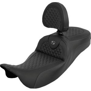 Saddlemen® Extended Reach Roadsofa™ Seat - Dragon Scale - Gray Stitch - with Backrest - Touring '08-'25
