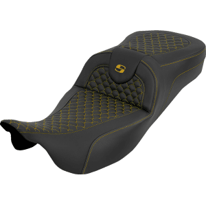 Saddlemen® Extended Reach RoadSofa™ Seat - Dragon Scale - w/o Backrest - Gold Stitch - FLH/FLT '08-'25