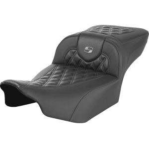 Saddlemen® Roadsofa™ Extended Reach Seat - without Backrest - Lattice Stitch - Dark Gray Stitch - FL/FX '23-'24 823-07-20702