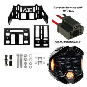A10 Moto&reg; Universal 3.5" DOT LP6 Memphis Shades Road Warrior Lighting Combo Kit - H4 - Amber Backlight DOT LP6