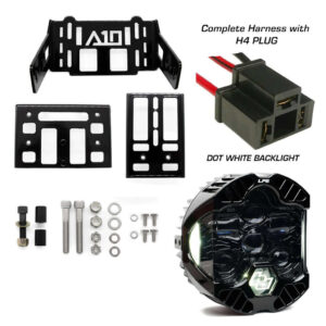 A10 Moto&reg; Universal 3.5" DOT LP6 Memphis Shades Road Warrior Lighting Combo Kit - H4 - White Backlight DOT LP6